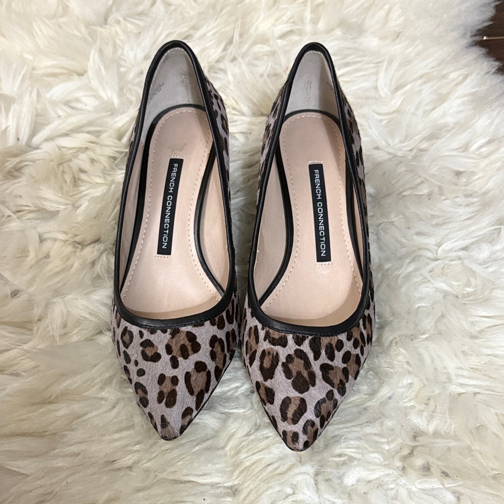 French Connection leopard print pony hair shoes